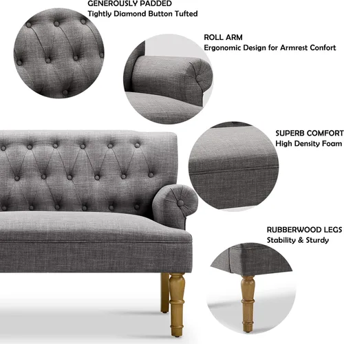Miniatura 3 de Rosevera Drennan Loveseat - Sofá para sala de estar, lino, color ceniza