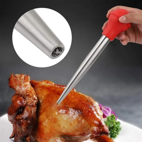 Miniatura 7 de Baster - Jeringa de acero inoxidable para pavos con cepillo de limpieza e inyector de adobo, color negro