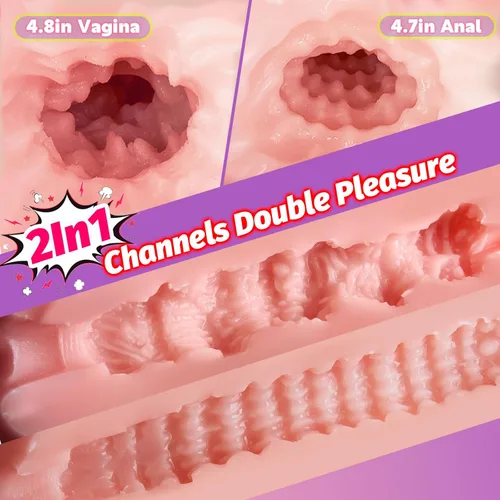 Miniatura 6 de Muñeca Sexual Masculina de 4.2 Libras, Juguetes Sexuales para Hombres con Labios Vaginales Ajustados, Masturbador Portátil de Bolsillo con Canal