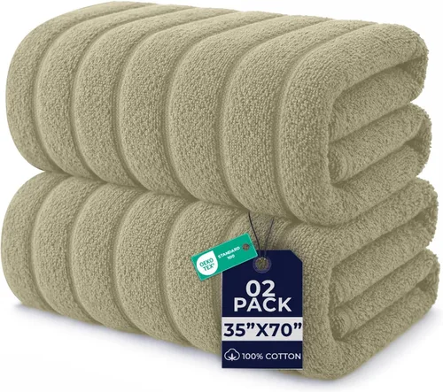 Miniatura 12 de DAN RIVER Paquete de 1 toalla de baño jumbo de 40 x 80 pulgadas, toallas de baño extragrandes de secado rápido para baño, toallas suaves y Verde