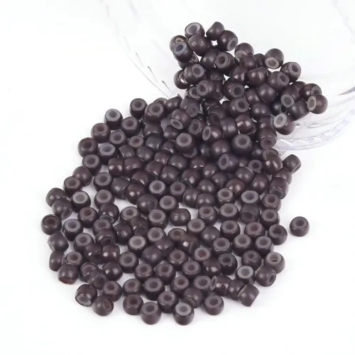 Miniatura 16 de Vlasy 100 Piezas Cuentas de Nano Anillo con Forro de Silicona para Extensiones de Cabello Humano con Nano Anillo 5 Colores Opcionales (Negro)