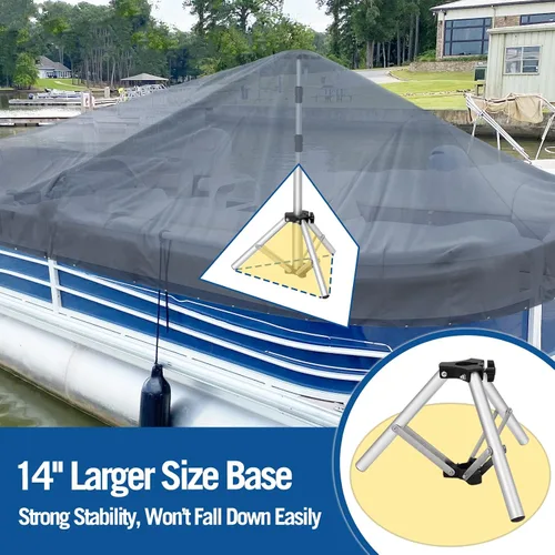 Miniatura 3 de Affordura - Poste de soporte para cubierta de barco extra alto con base de trípode de metal y parte superior hexagonal, postes ajustables de 27-71