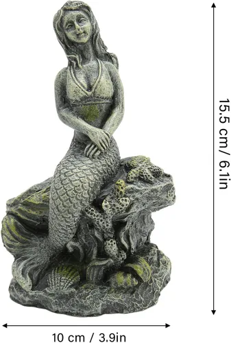Miniatura 2 de TITA-DONG Estatua de sirena de acuario, hermosa decoración de resina segura para pecera, decoración de resina para decoraciones, escultura de sirena