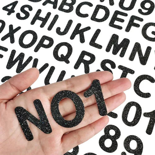 72 piezas de parches de letras y números para planchar con purpurina, parche bordado del alfabeto A-Z, números del 0 al 9 para chaquetas, mochilas,