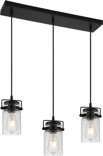 Miniatura 12 de Iluminación colgante para isla de cocina, lámpara colgante de cristal moderna lineal para comedor, 1 luz, lámpara colgante industrial para techo