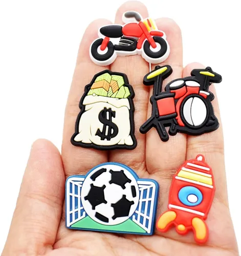 Miniatura 6 de Papacharms Un montón de dijes para zapatos diferentes al azar 305070100150200 piezas de cloruro de polivinilo mezclado con formas lindas y vibrantes