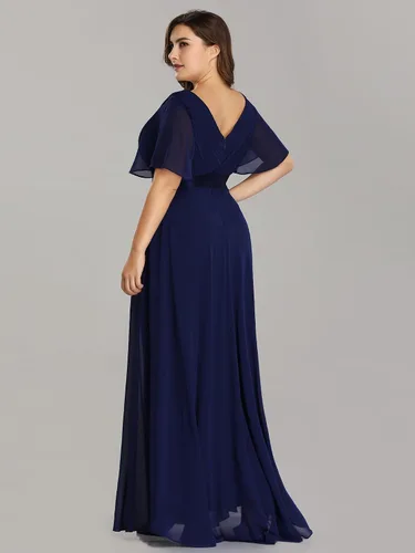 Miniatura 13 de Ever-Pretty Vestido formal para mujer, Navidad, Año Nuevo, cuello en V, gasa, talla grande, largo hasta el suelo, vestido de dama de honor