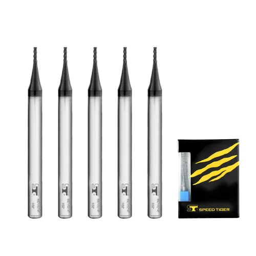 Miniatura 19 de SPEED TIGER Fresa de extremo cuadrado de carburo micrograno - 4 ranuras - ISE7/64 4T (5 piezas, 7/64") - para fresado de aleaciones de acero, acero