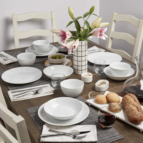 Miniatura 8 de Dinamarca White Catering and Dining - Tazón de plato de 12 piezas vitrificado blanco de grado de chef comercial, resistente a los arañazos