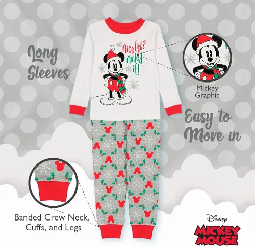 Miniatura 4 de Disney Boys' Mickey Mouse Monsters, Inc. The Nightmare Before Christmas 2-Piece Snug-fit Cotton Pajamas Set