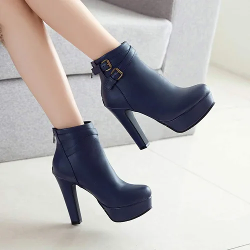 Miniatura 41 de Scaoruki Zapatos de otoño de moda para mujer, botines de tacón de bloque