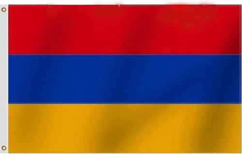 Bandera de Armenia de 3 x 5 pies, nailon Oxford 210D de más larga duración, extremos de mosca de costura de cuatro filas, banderas nacionales
