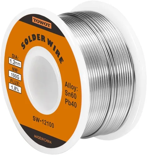 Miniatura 17 de TOWOT Alambre de soldadura con núcleo de colofonia de estaño y plomo para soldadura eléctrica, contenido 1.8% de flujo de soldadura Sn60-Pb40