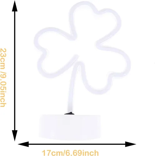 Miniatura 6 de ENUOLI Luces de Letreros LED de Neón con Forma de Trébol Verde, Luz Nocturna de Neón Alimentada por USB y Batería, Lámpara Nocturna, Mejores Luces