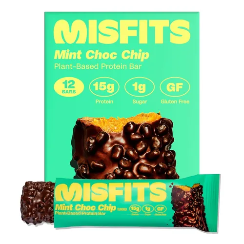Miniatura 9 de Misfits - Paquete de variedad de barras de proteína Barras nutricionales - 14-15 g de proteína, 1 g de azúcar, a base de plantas, bajas