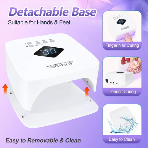 Miniatura 5 de LKE Lámpara de uñas UV recargable inalámbrica, luz UV de 86 W para uñas de gel con 3 ajustes de temporizador, sensor automático, secado rápido