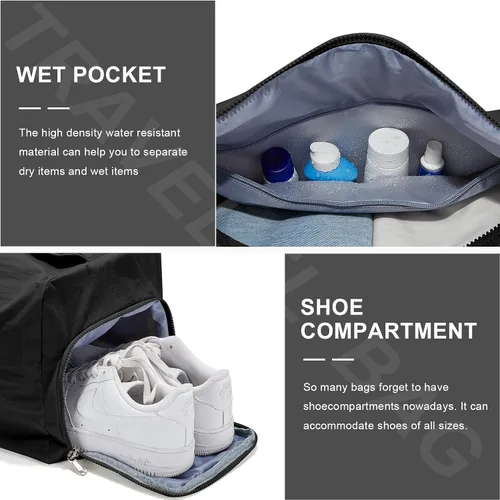 Miniatura 4 de Pequeña bolsa de gimnasio con compartimento para zapatos, bolsa deportiva de entrenamiento para mujeres, viajes, bolsas de hombro impermeables