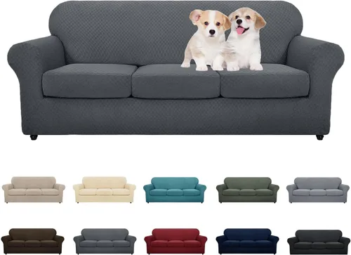 Miniatura 42 de MAXIJIN funda para sofá de 4 piezas, para sofás de 3 plazas, muy elástica, no se desliza, para perros, para mascotas, protector elástico de muebles