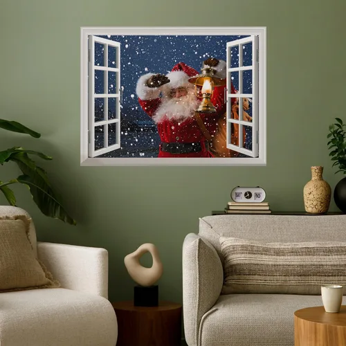 Miniatura 16 de wall26 Adhesivo de Pared Papá Noel Llevando Regalos Ventana Abierta Mural, No Se Despega y No Se Pega, Papel Tapiz No Tejido Decorativo