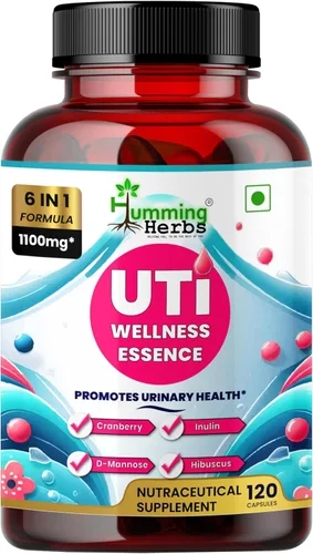 Humming Herbs Complejo de D-manosa y arándano — con hibisco, prebiótico de inulina y probióticos (Lactobacillus rhamnosus & L. reuteri) — 120