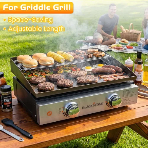 Miniatura 5 de Rejilla para parrilla Blackstone Rejilla de calentamiento Taco Perros Calientes Estante superior para Weber Pit Boss Nexgrill Mesa Plana BBQ Cocina