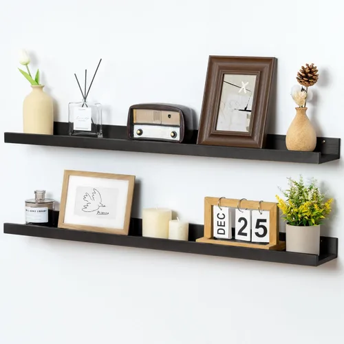 Miniatura 12 de FLYJOE Estante de repisa de fotos para pared, 24 pulgadas de madera de fresno maciza, estantes para libros de guardería, estantes flotantes