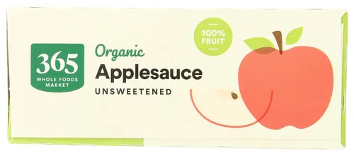 Miniatura 2 de 365 by Whole Foods Market, Puré de manzana orgánico sin azúcar, paquete de 4, 3.2 onzas
