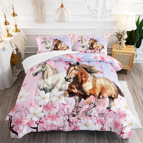Miniatura 17 de Juego de edredón de unicornio para niñas, juego de ropa de cama de mariposa, juego de edredón de arco iris, tamaño individual con 1 edredón y 2