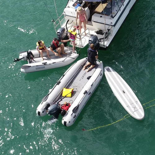 Miniatura 3 de 340LX - Bote inflable para 5 personas, diseño de arco abierto ultraportátil, 11.2 ft, color gris