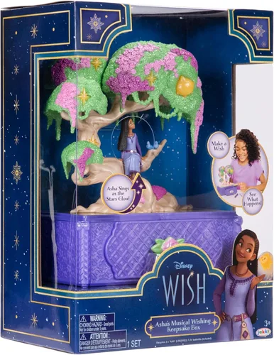 Miniatura 8 de Disney's Wish - Joyero con diseño de árbol de los deseos de Asha, caja musical con anillo de juguete de estrella