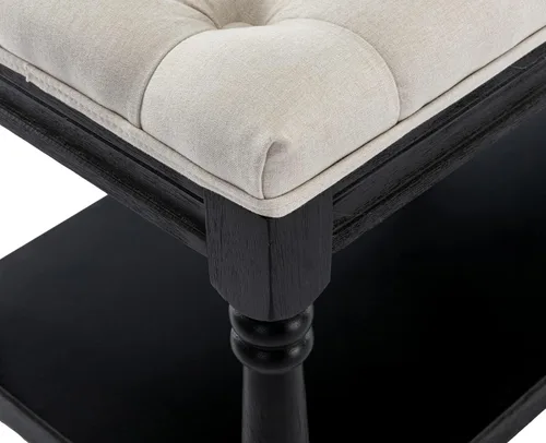 Miniatura 8 de Kmax Banco de almacenamiento para entrada con zapatero acolchado, banco de calzado de madera negra para ventana, banco para entrada de pasillo, Gris