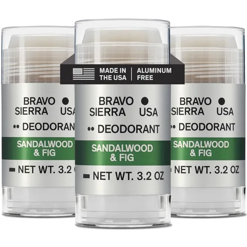 Desodorante sin aluminio para hombres de Bravo Sierra, paquete de 3 - Contiene ingredientes naturales - Protección duradera contra olores y sudor