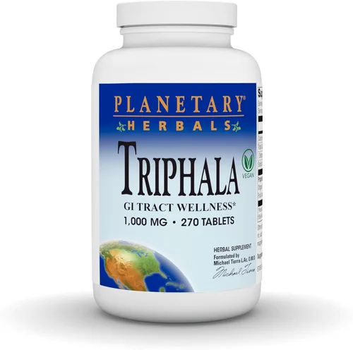 Miniatura 6 de Planetary Herbals Triphala Limpiador Interno 1000mg para el bienestar del tracto gastrointestinal - 180 Tabletas