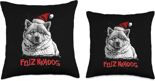 Miniatura 3 de BCC Chow Chow Shirts & Asian Dog Lover Gifts Chow Santa Claus Hat Merry Christmas X-Mas Dogs Throw Pillow, 16x16, Multicolor