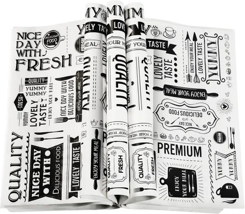 150 hojas de papel encerado, papel de periódico delicatessen para cestas de alimentos, 8.3 x 9.8 pulgadas, papel de envoltura de sándwich,
