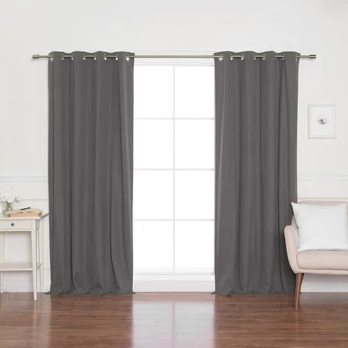 Best Home Fashion ZeroLight - Cortinas opacas térmicas con ojales texturizados, 100 % de lino, color gris oscuro, 52 pulgadas de ancho x 63 pulgadas
