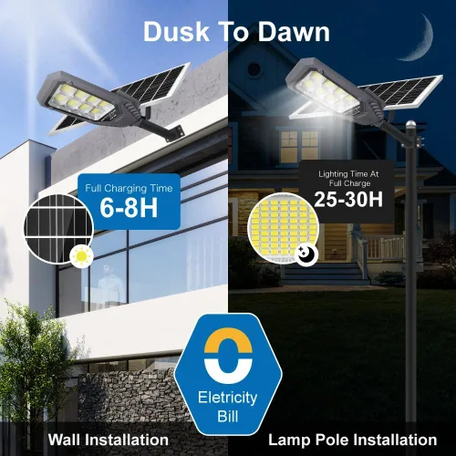 Miniatura 4 de Farolas solares para exteriores, luces de inundación solares de 4600 W, IP67, impermeables, 6500 K, 504 LED, luz de seguridad comercial con control