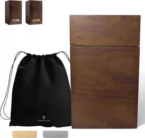 Urnas de cremación de madera de nogal para cenizas humanas | Caja conmemorativa grande de 200 libras | Urna de recuerdo hecha a mano con bolsa y