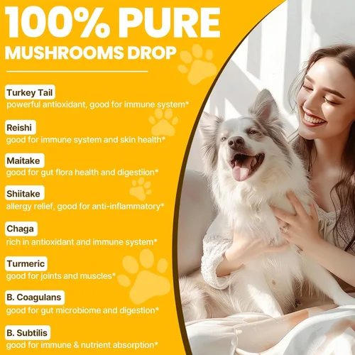 Miniatura 3 de Seta cola de pavo para perros - Absorción más rápida 2000mg de seta cola de pavo para inmunidad y digestión, articulaciones, energía, 5 veces más
