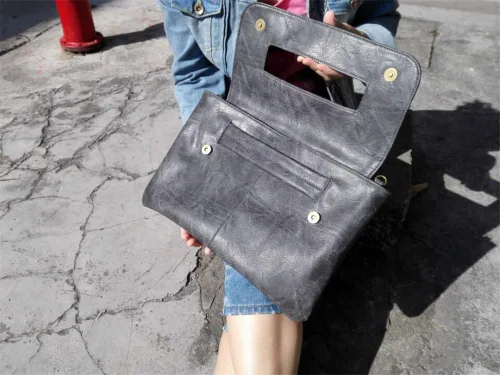 Miniatura 4 de Bolsos de mujer PU cuero femenino embrague bolso mensajero grande sólido alta capacidad