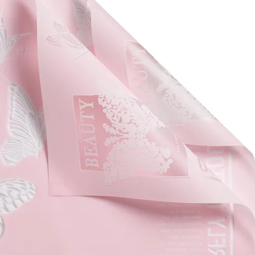 WRAPAHOLIC 20 hojas de papel de regalo de flores, 22.4 x 22.4 pulgadas, papel de regalo de ramo floral de mariposa rosa resistente al agua,
