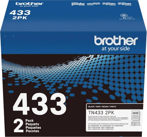 Miniatura 7 de Brother Cartucho de tóner negro de alto rendimiento genuino TN433 2PK (TN4332PK)