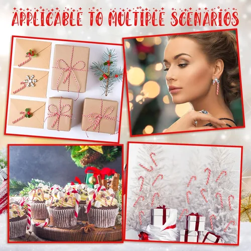 Miniatura 5 de Giegxin 60 piezas de bastón de caramelo de Navidad para manualidades, arcilla plástica falsa de caramelo, decoraciones de menta mini arcoíris