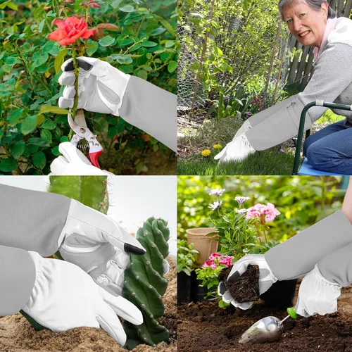 Miniatura 6 de Guantes largos de jardinería para mujeres/hombres, guantes de poda de rosas a prueba de espinas, guantelete resistente, el mejor regalo de jardín