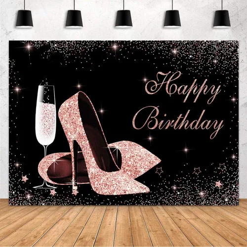 Miniatura 10 de MEHOFOND Telón de fondo de cumpleaños plateado y azul con purpurina para mujer, decoración de fiesta de cumpleaños, pancarta de tacón azul real
