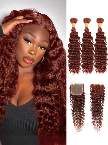 Miniatura 9 de P4/27 Cabello Humano Solitario de Onda Profunda con Reflejos Rubios Miel, 12A 100% Tejido Brasileño Virgen Ondulado Grueso con Mechas Ombre Marrón