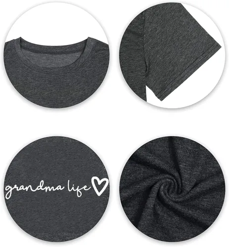 Miniatura 6 de Camiseta de abuela para mujer, casual, con estampado de corazón, divertida para la abuela