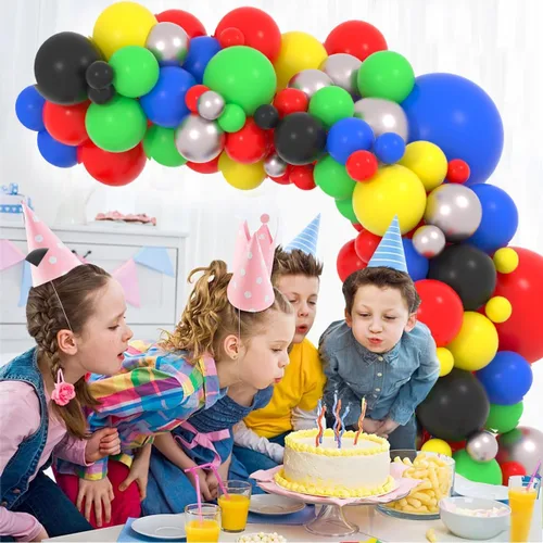 Miniatura 5 de Kit de arco de guirnalda de globos de color rojo, azul, amarillo, verde, negro, plateado, 127 unidades, rojo, verde, azul, amarillo, negro, plateado