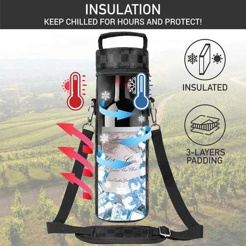 Miniatura 2 de opux Bolsa de Vino para Botella Individual, Bolsa Aislada para Enfriar Vino para Viaje, Picnic, Playa con Correa de Hombro, Estuche Térmico