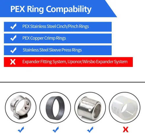 Miniatura 6 de 15 piezas de accesorios PEX de 1/2 pulgada, juego de acoplamientos rectos de codo TEE, combinación de accesorios de PEX de latón con Tees, codos